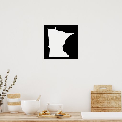 Minnesota in White and Black Poster | Zazzle