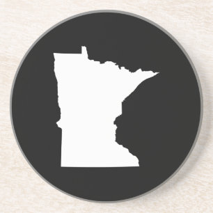 Minnesota in White and Black Sandstone Coaster