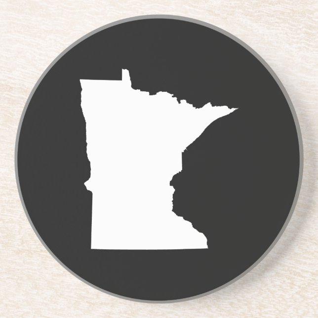 Minnesota in White and Black Sandstone Coaster (Front)