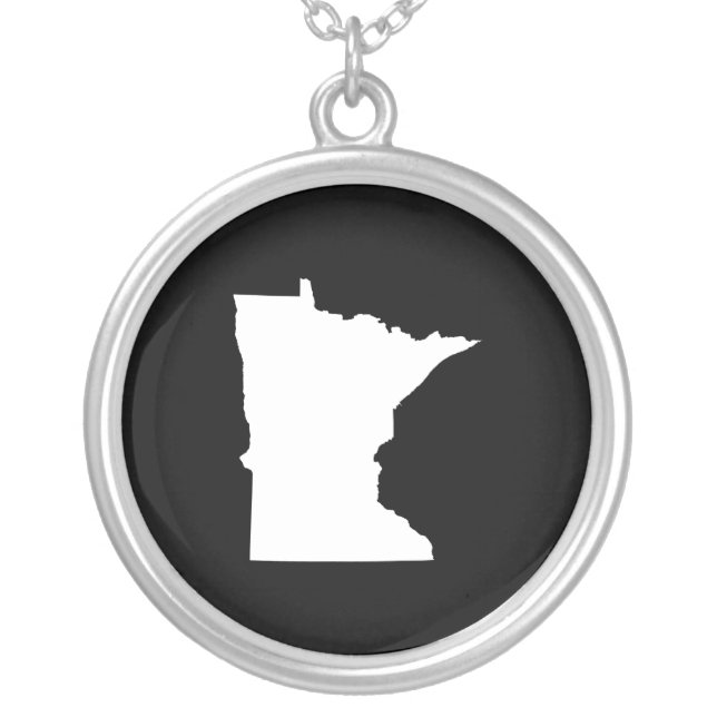 Minnesota in White and Black Silver Plated Necklace (Front)