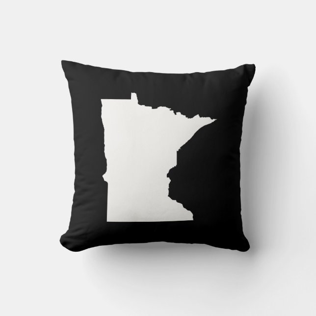 Minnesota in White and Black Throw Pillow (Front)