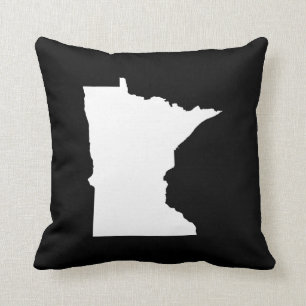 Minnesota in White and Black Throw Pillow