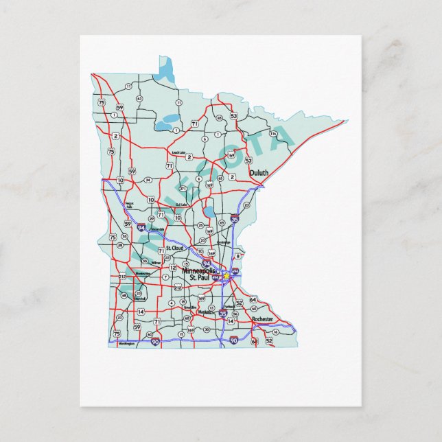Minnesota Interstate Map Postcard (Front)