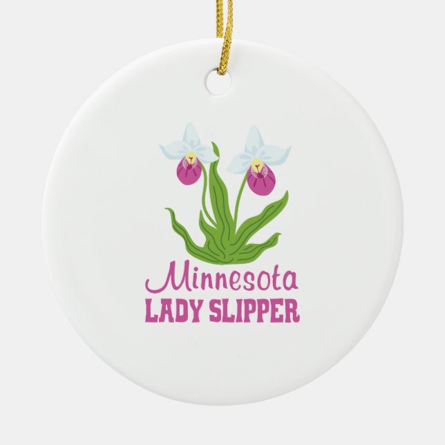 Minnesota Lady Slipper Ceramic Ornament (Front)