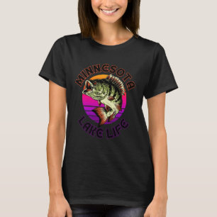 Minnesota Lake Life with Loon, Walleye, and Sunset T-Shirt