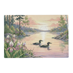 Minnesota Lake Sunset with Loons, Placemat
