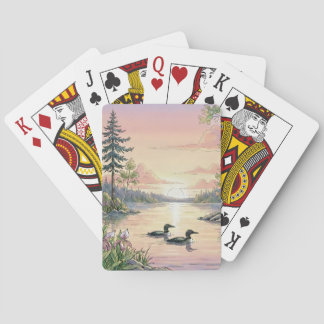 Minnesota Lake Sunset with Loons, Playing Cards