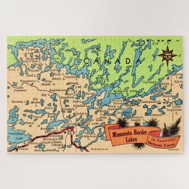 Minnesota Lakes 20x30 Map Jigsaw Puzzle (Horizontal)