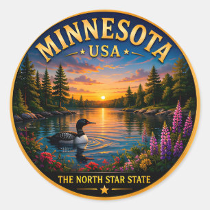 Minnesota Land Of Lakes Vacation Memories 🟡 Classic Round Sticker