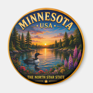 Minnesota Land Of Lakes Vacation Memories 🟡 Magnet