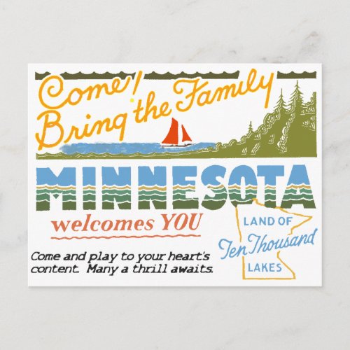 Minnesota _ Land of Ten Thousand Lakes Postcard