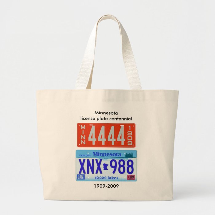 Minnesota license plate centennial canvas bags