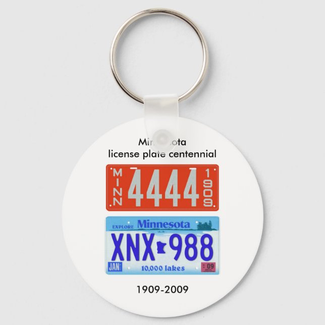 Minnesota license plate centennial keychain (Front)