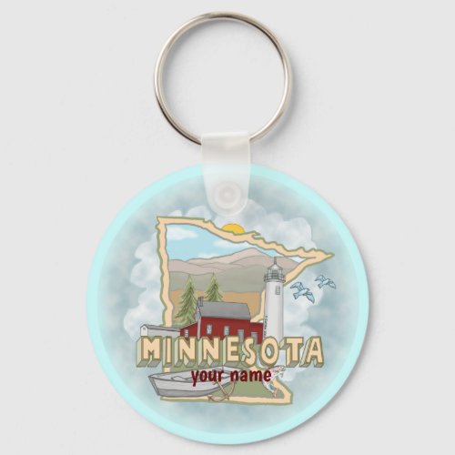 Minnesota Lighthouse custom name keychain
