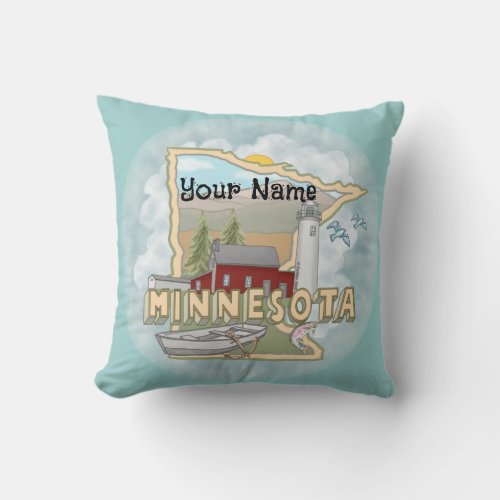 Minnesota Lighthouse custom name pillow