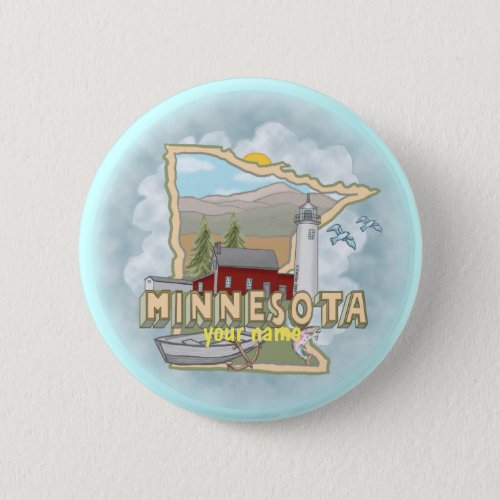 Minnesota Lighthouse custom name pin button
