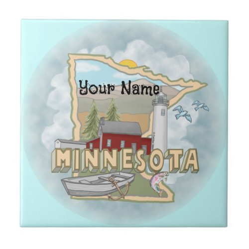 Minnesota Lighthouse custom name tile