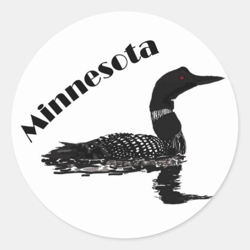 Minnesota loon classic round sticker
