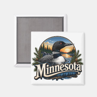 Minnesota Loon Lake Sunset Magnet