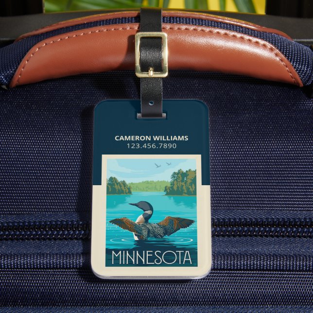 Minnesota | Loon Luggage Tag (Front Insitu 2)
