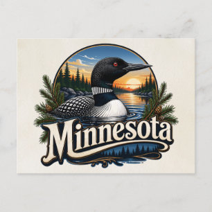 Minnesota Loon State Bird Art Postcard