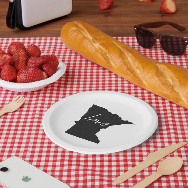 Minnesota Love Chalkboard Minnesotan Paper Party Paper Plates (Picnic)