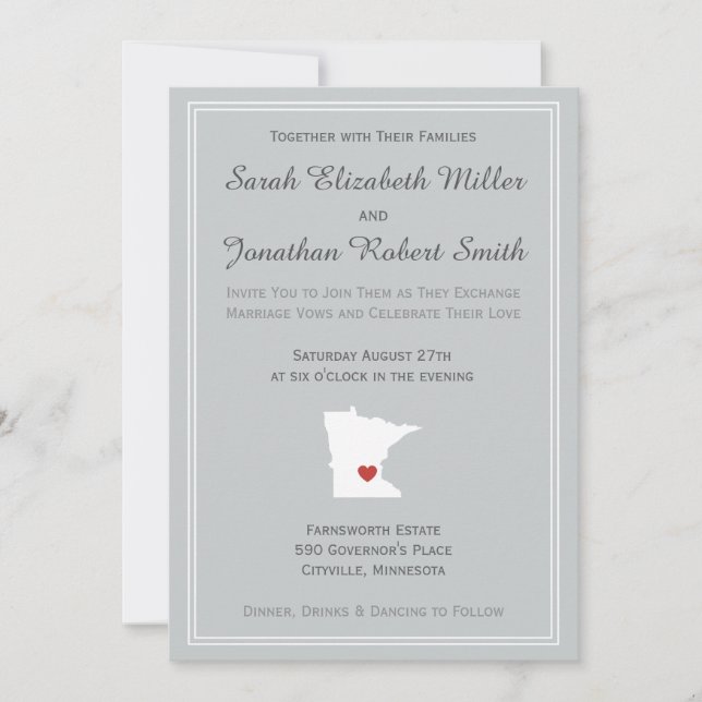 Minnesota Love - Customizable Wedding Invitation (Front)