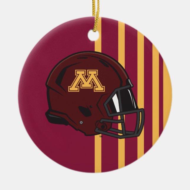 Minnesota M Football Helmet Ceramic Ornament (Front)