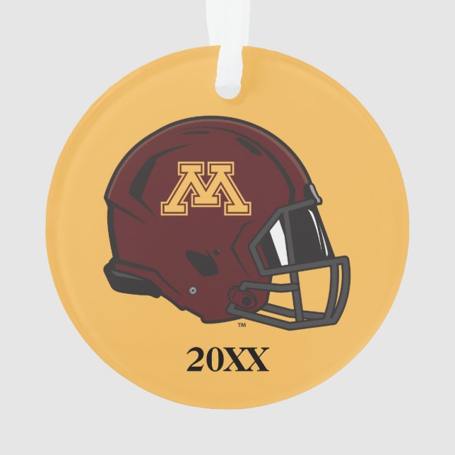 Minnesota M Football Helmet Ornament (Back)
