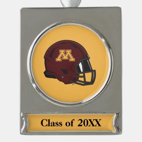 Minnesota M Football Helmet Silver Plated Banner Ornament