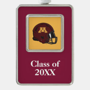 Minnesota M Football Helmet Silver Plated Framed Ornament