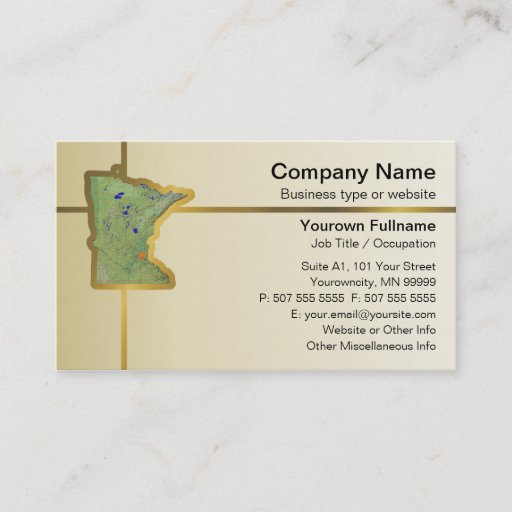 Customizable Minnesota Map Business Card