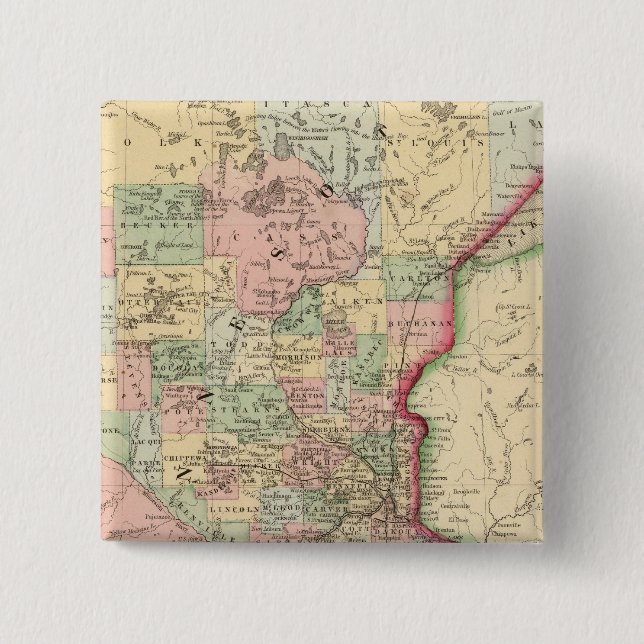 Minnesota Map by Mitchell Pinback Button (Front)