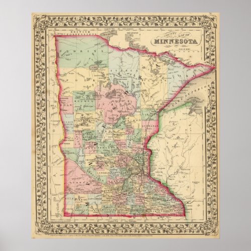 Minnesota Map by Mitchell Poster
