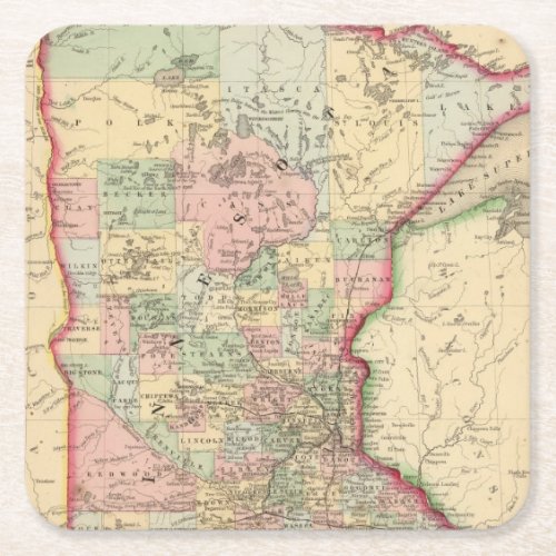 Minnesota Map by Mitchell Square Paper Coaster