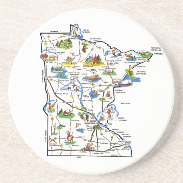 Minnesota Map Coaster (Front)