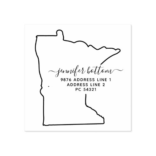 Minnesota map Family return address Rubber Stamp