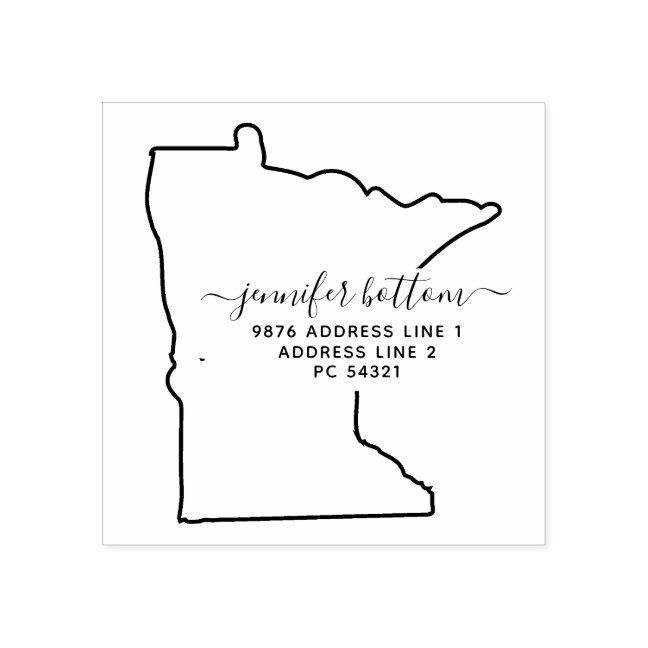 Minnesota map Family return address Rubber Stamp