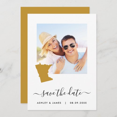 Minnesota Map Photo Wedding Save the Date Card