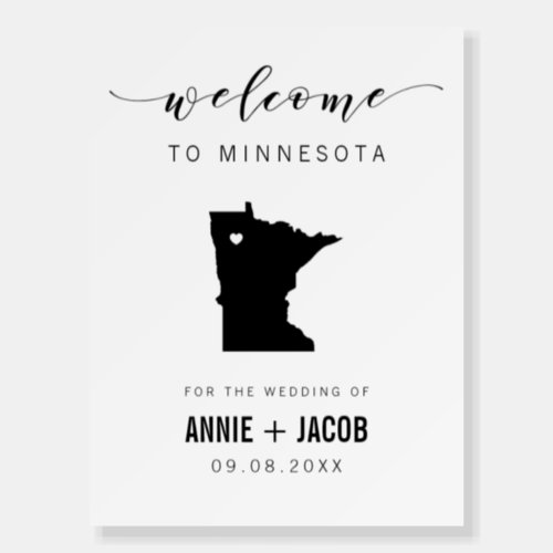 Minnesota Map Wedding Welcome Sign Foam Board