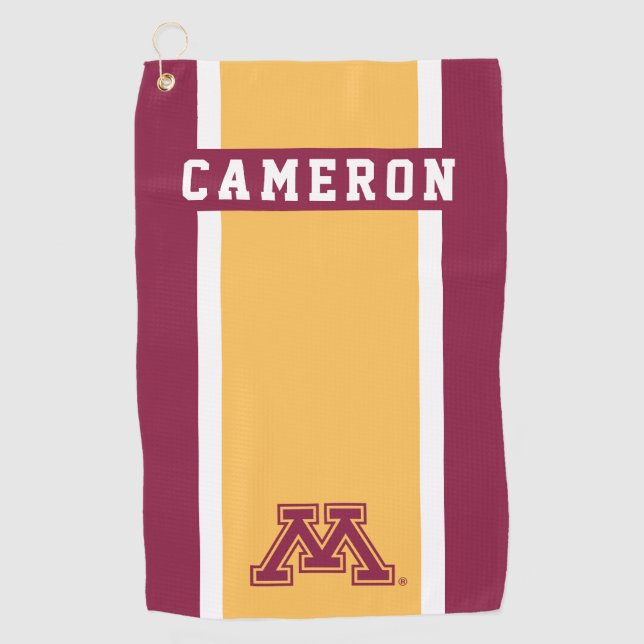 Minnesota Maroon and Gold M - Add Your Name Golf Towel (Front)