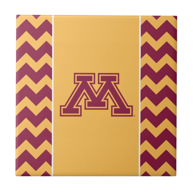 Minnesota Maroon and Gold M Ceramic Tile (Front)