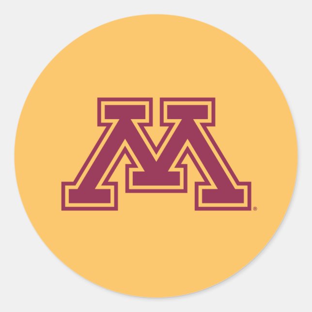 Minnesota Maroon and Gold M Classic Round Sticker (Front)
