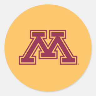 Minnesota Maroon and Gold M Classic Round Sticker