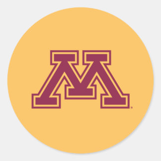 Minnesota Maroon and Gold M Classic Round Sticker