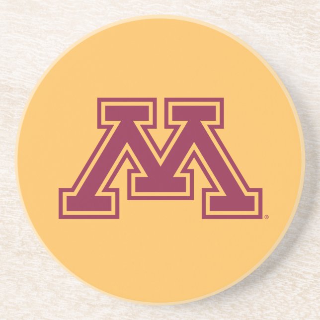 Minnesota Maroon and Gold M Drink Coaster (Front)