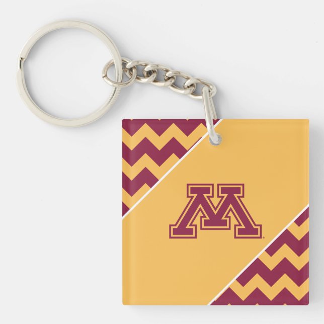 Minnesota Maroon and Gold M Keychain (Front)