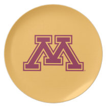 Minnesota Maroon and Gold M Melamine Plate