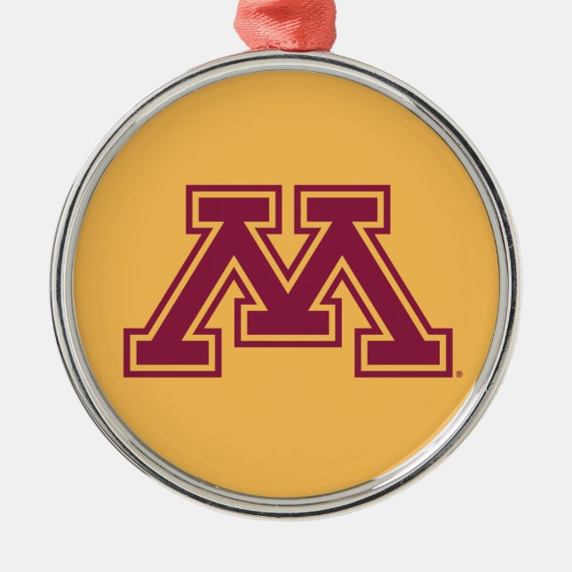 Minnesota Maroon and Gold M Metal Ornament (Front)