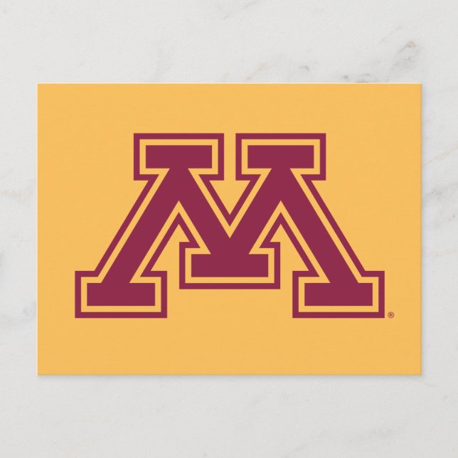 Minnesota Maroon and Gold M Postcard (Front)